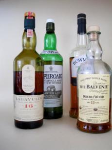 A variety of Scotch whiskys